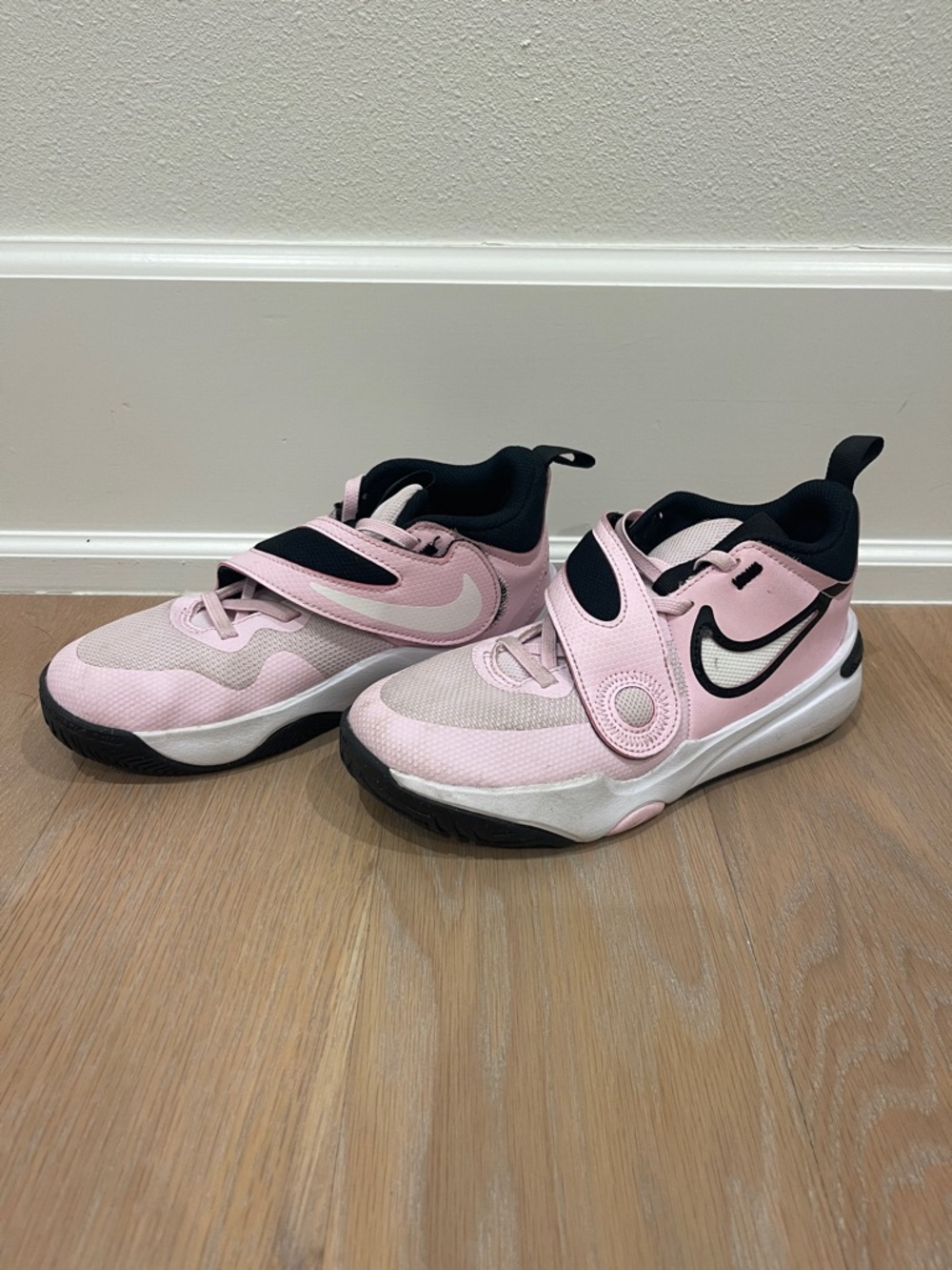Nike Kids Pink and Black Velcro Athletic Sneakers